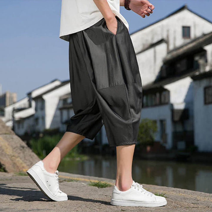 Buddha Stones Pantaloni da uomo estivi a mezza gamba affusolati, con coulisse in vita elasticizzata e tasche, in tinta unita. - image 18