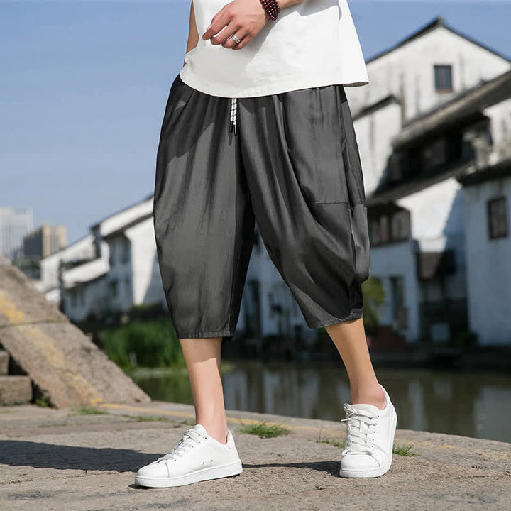 Buddha Stones Pantaloni da uomo estivi a mezza gamba affusolati, con coulisse in vita elasticizzata e tasche, in tinta unita. - image 19