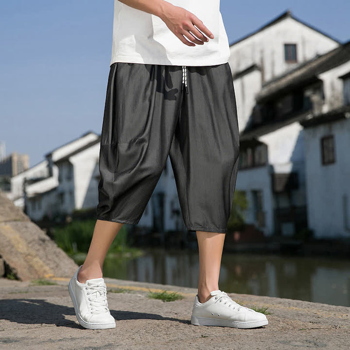 Buddha Stones Pantaloni da uomo estivi a mezza gamba affusolati, con coulisse in vita elasticizzata e tasche, in tinta unita. - image 17