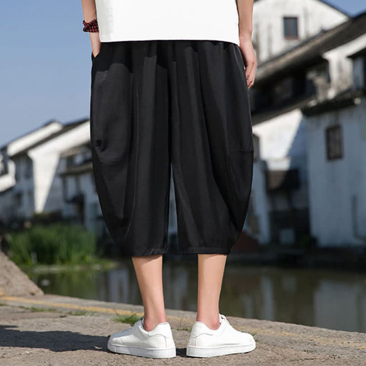 Buddha Stones Pantaloni da uomo estivi a mezza gamba affusolati, con coulisse in vita elasticizzata e tasche, in tinta unita. - image 24