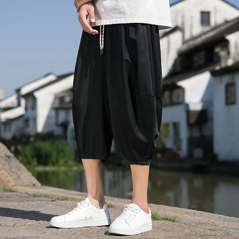 Buddha Stones Pantaloni da uomo estivi a mezza gamba affusolati, con coulisse in vita elasticizzata e tasche, in tinta unita. - image 27