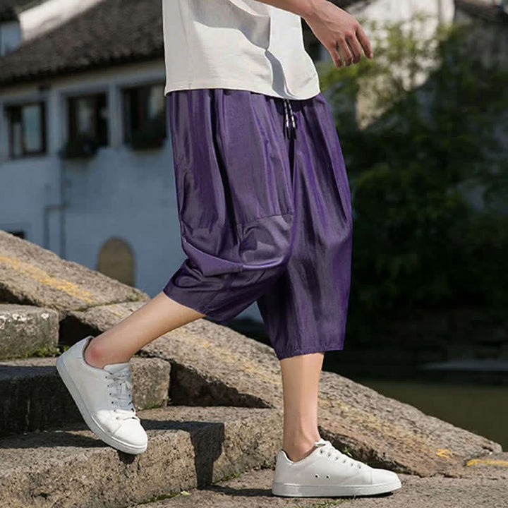 Buddha Stones Pantaloni da uomo estivi a mezza gamba affusolati, con coulisse in vita elasticizzata e tasche, in tinta unita. - image 35