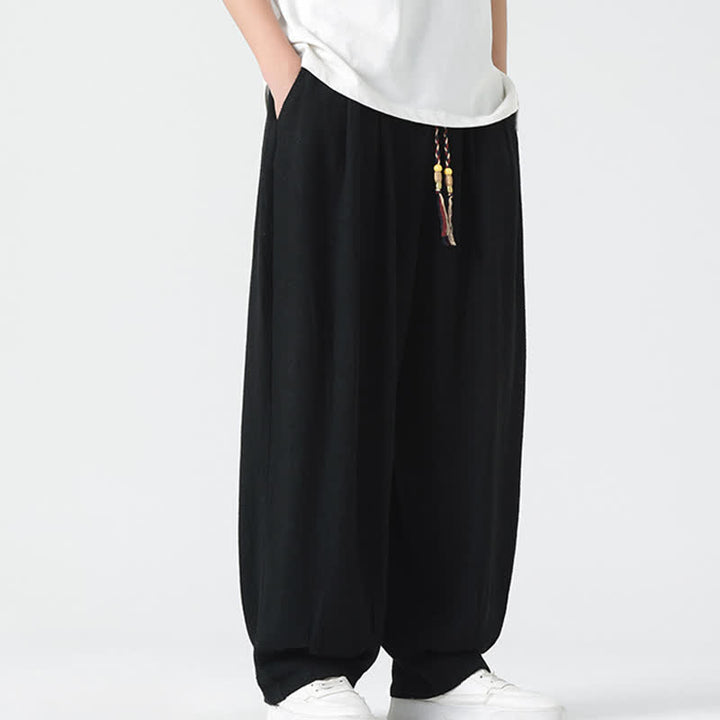 Buddha Stones Pantaloni da uomo estivi a gamba dritta, lunghezza alla caviglia, tinta unita, con coulisse, per l'estate. - image 20