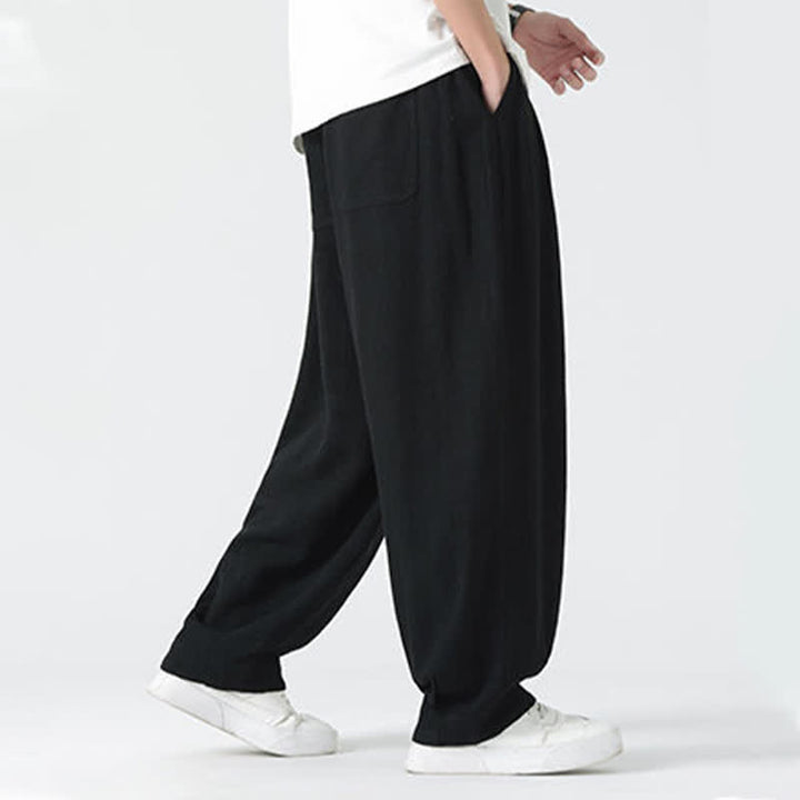 Buddha Stones Pantaloni da uomo estivi a gamba dritta, lunghezza alla caviglia, tinta unita, con coulisse, per l'estate. - image 22