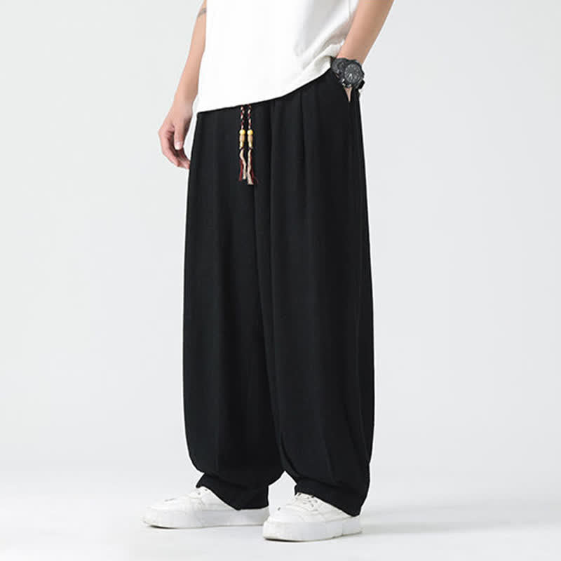 Buddha Stones Pantaloni da uomo estivi a gamba dritta, lunghezza alla caviglia, tinta unita, con coulisse, per l'estate. - image 21