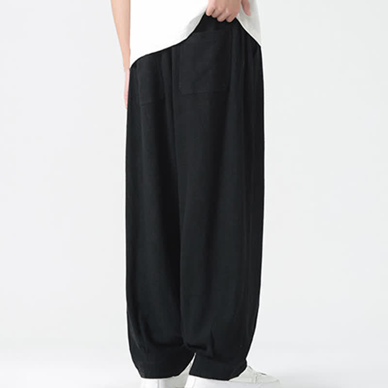 Buddha Stones Pantaloni da uomo estivi a gamba dritta, lunghezza alla caviglia, tinta unita, con coulisse, per l'estate. - image 18