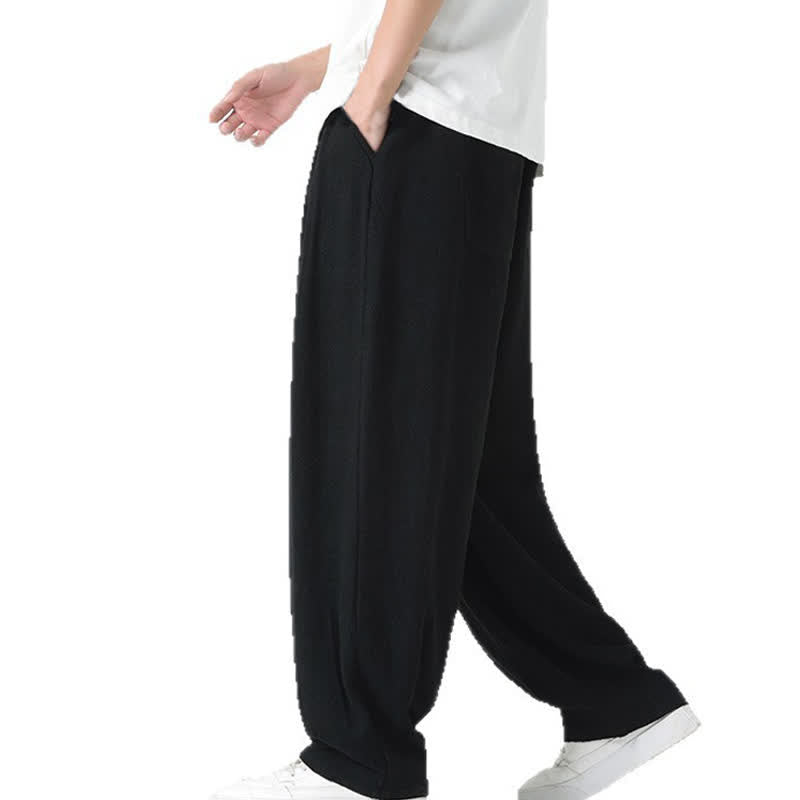 Buddha Stones Pantaloni da uomo estivi a gamba dritta, lunghezza alla caviglia, tinta unita, con coulisse, per l'estate. - image 25