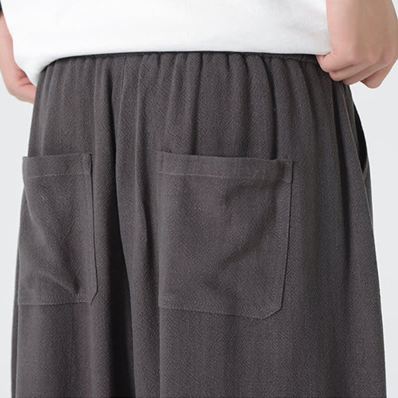 Buddha Stones Pantaloni da uomo estivi a gamba dritta, lunghezza alla caviglia, tinta unita, con coulisse, per l'estate. - image 15