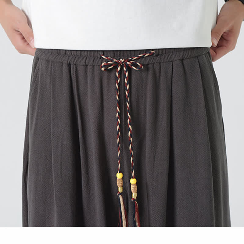 Buddha Stones Pantaloni da uomo estivi a gamba dritta, lunghezza alla caviglia, tinta unita, con coulisse, per l'estate. - image 13