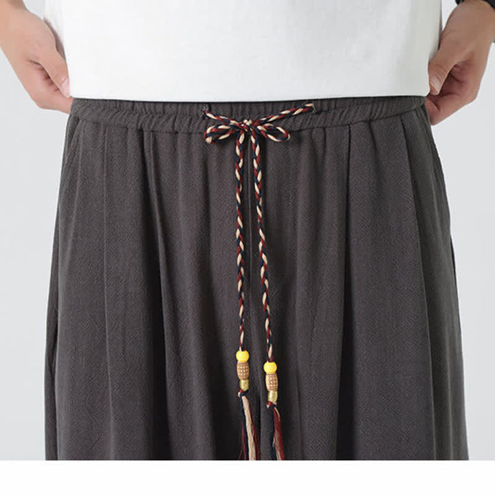 Buddha Stones Pantaloni da uomo estivi a gamba dritta, lunghezza alla caviglia, tinta unita, con coulisse, per l'estate. - image 13