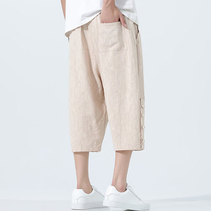 Buddha Stones Pantaloni Capri da uomo estivi con elastico in vita e coulisse, modello affusolato. - image 10