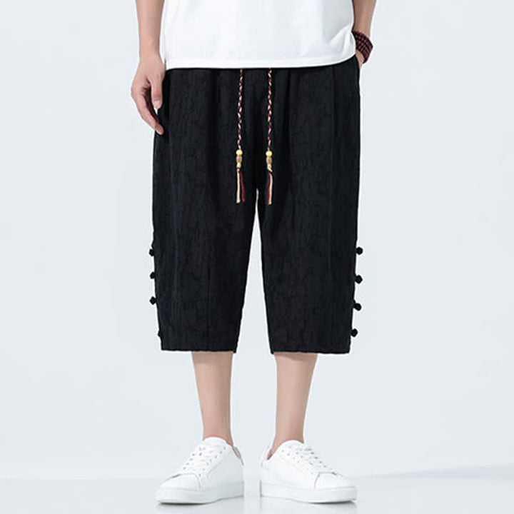 Buddha Stones Pantaloni Capri da uomo estivi con elastico in vita e coulisse, modello affusolato. - image 8