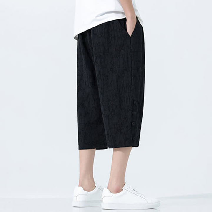 Buddha Stones Pantaloni Capri da uomo estivi con elastico in vita e coulisse, modello affusolato. - image 7