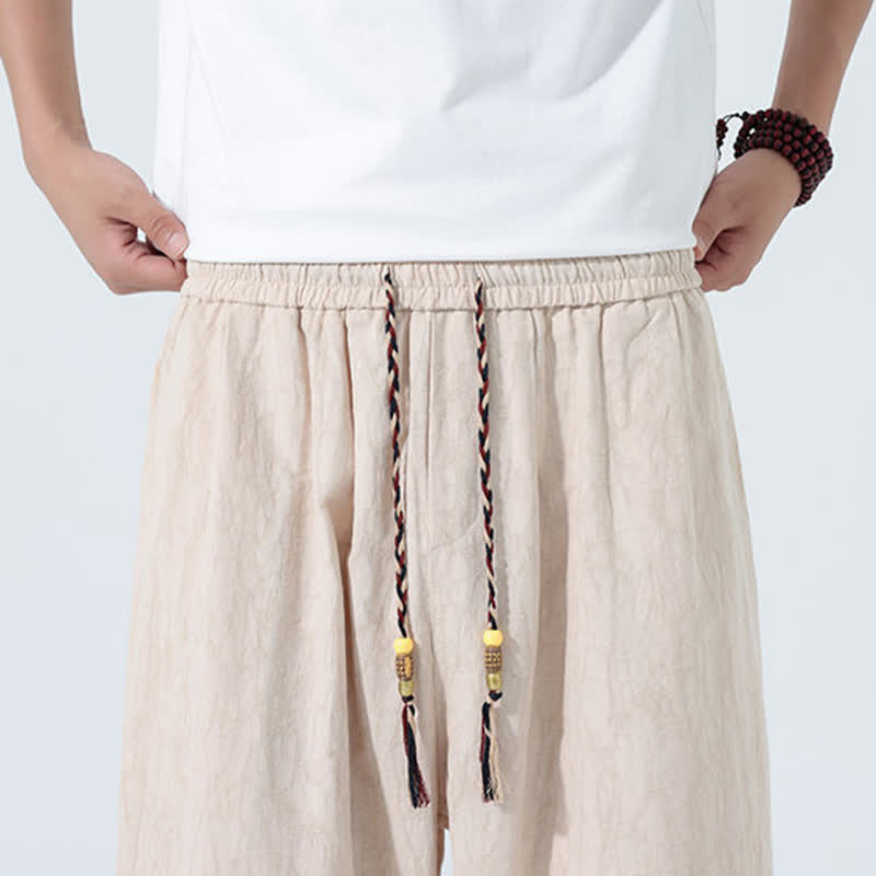 Buddha Stones Pantaloni Capri da uomo estivi con elastico in vita e coulisse, modello affusolato. - image 13