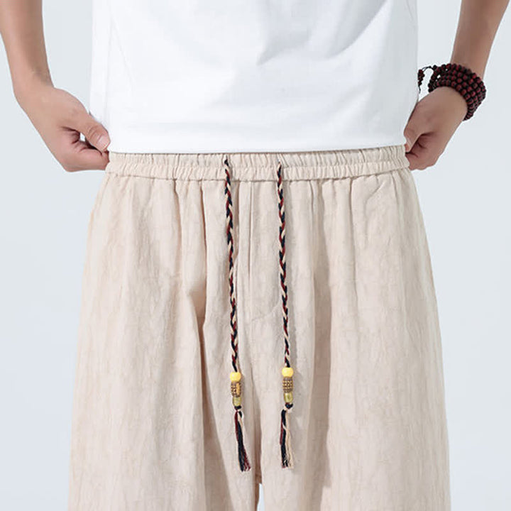 Buddha Stones Pantaloni Capri da uomo estivi con elastico in vita e coulisse, modello affusolato. - image 13