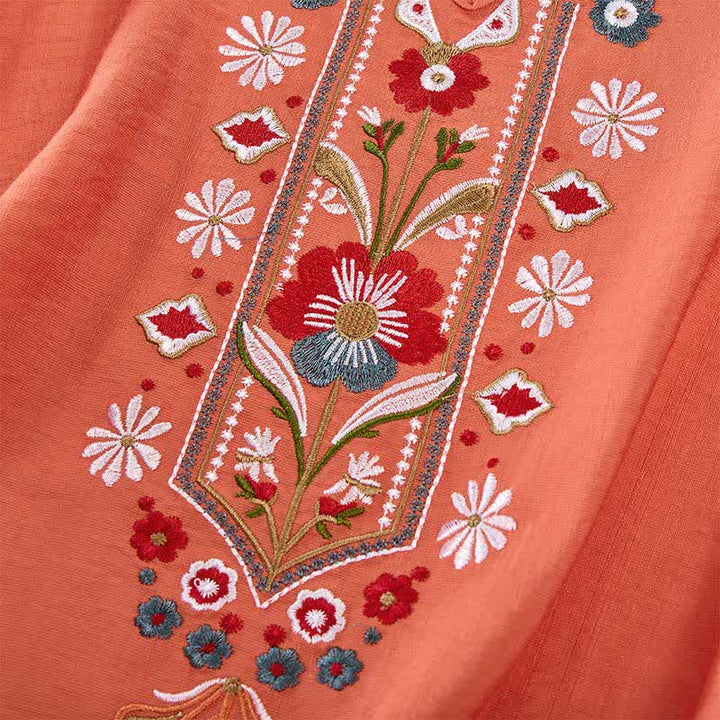 T-shirt da donna a maniche a tre quarti con ricami e motivo Buddha Stones Spring Boho - image 4