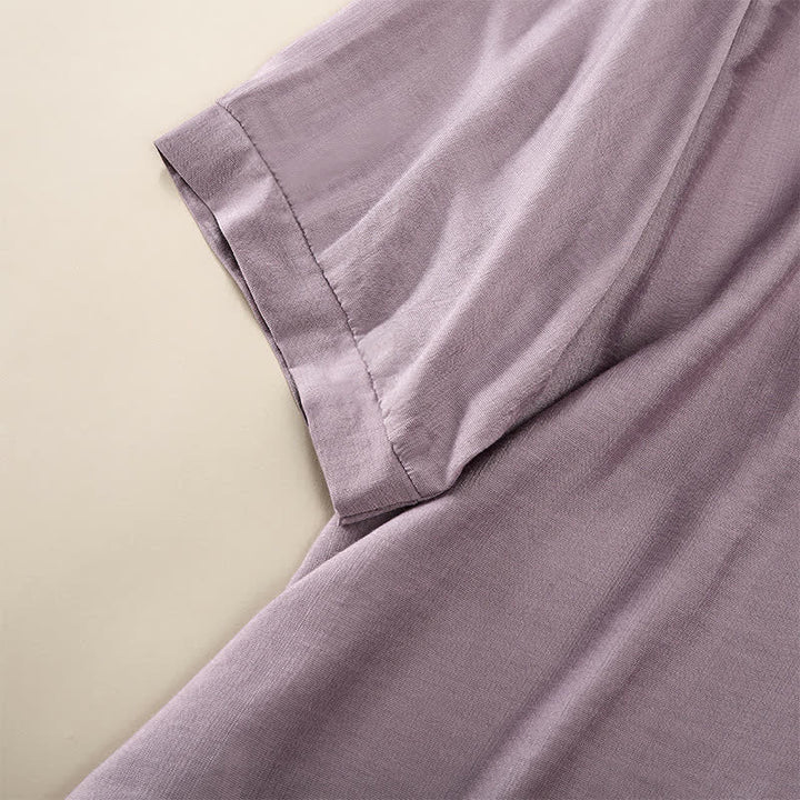 Buddha Stones T-shirt da donna primaverile in cotone e lino con ricami e maniche a tre quarti, stile boho. - image 11