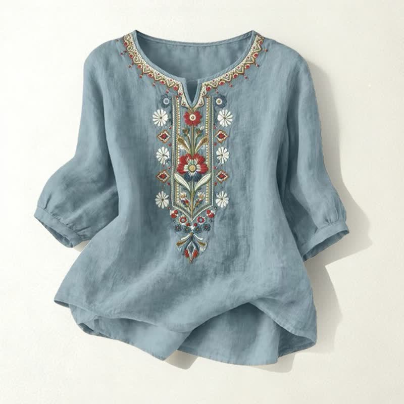 T-shirt da donna a maniche a tre quarti con ricami e motivo Buddha Stones Spring Boho - Verde acqua - US16, UK/AU20, EU48 (3XL) - image 25