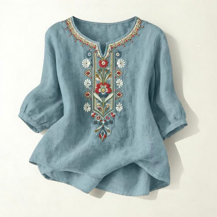T-shirt da donna a maniche a tre quarti con ricami e motivo Buddha Stones Spring Boho - Verde acqua - US16, UK/AU20, EU48 (3XL) - image 25