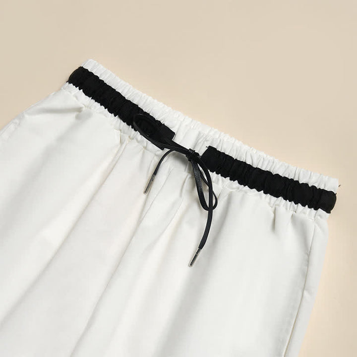 Buddha Stones Pantaloni da donna a gamba larga, corti, in cotone, con coulisse e tasche, ideali per il tragitto casa-lavoro. - image 2