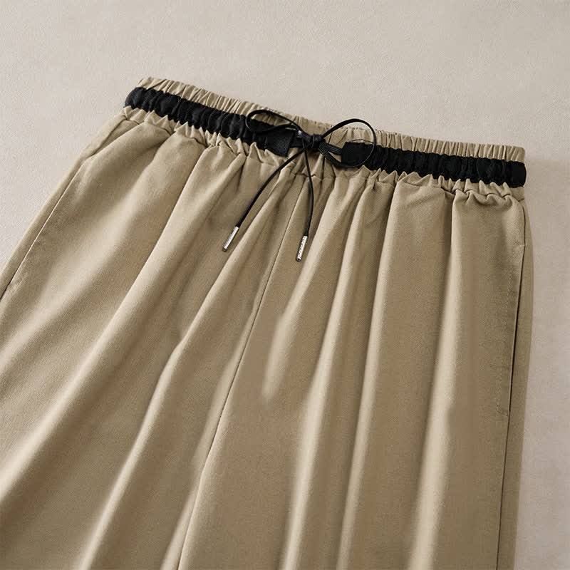 Buddha Stones Pantaloni da donna a gamba larga, corti, in cotone, con coulisse e tasche, ideali per il tragitto casa-lavoro. - image 6