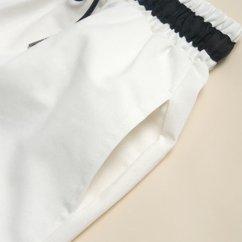 Buddha Stones Pantaloni da donna a gamba larga, corti, in cotone, con coulisse e tasche, ideali per il tragitto casa-lavoro. - image 3