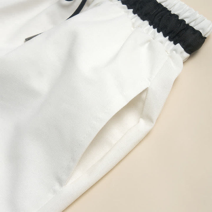 Buddha Stones Pantaloni da donna a gamba larga, corti, in cotone, con coulisse e tasche, ideali per il tragitto casa-lavoro. - image 3