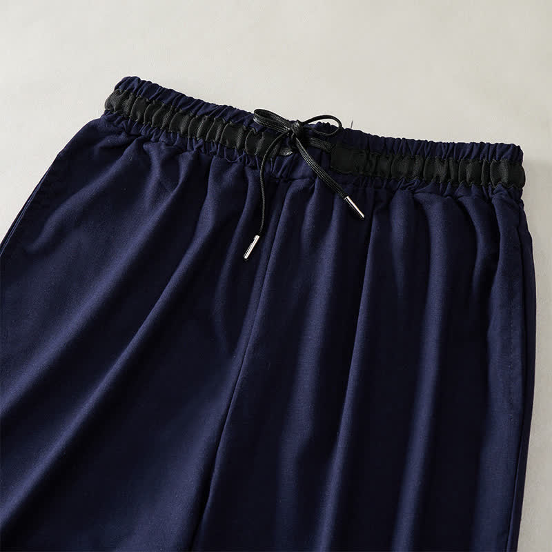 Buddha Stones Pantaloni da donna a gamba larga, corti, in cotone, con coulisse e tasche, ideali per il tragitto casa-lavoro. - image 12