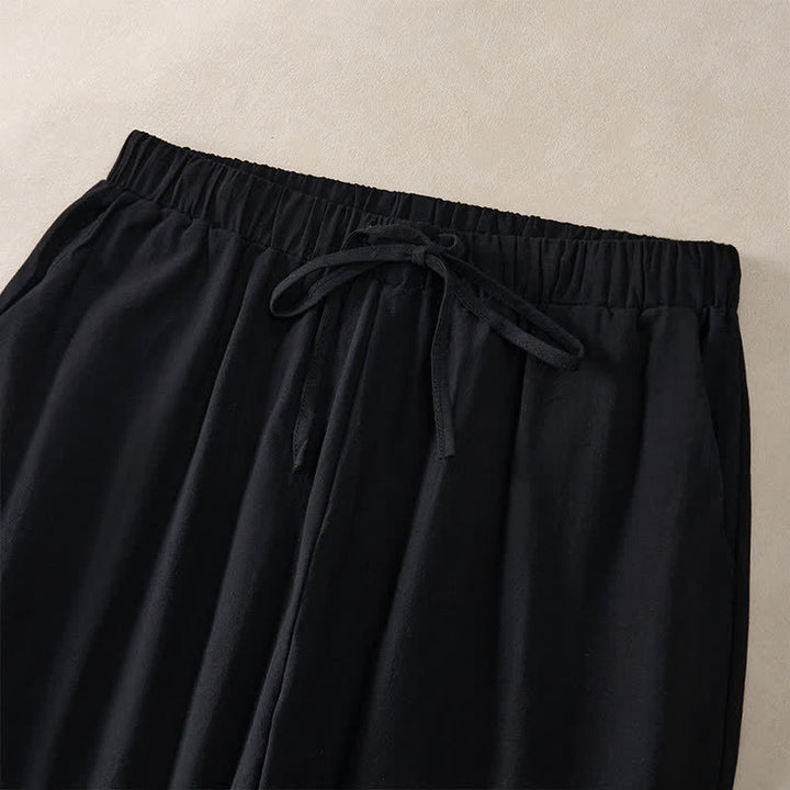 Buddha Stones Pantaloni da donna estivi affusolati con orlo rifinito in pizzo, tinta unita, con tasche. - image 17