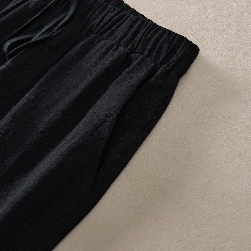 Buddha Stones Pantaloni da donna estivi affusolati con orlo rifinito in pizzo, tinta unita, con tasche. - image 18
