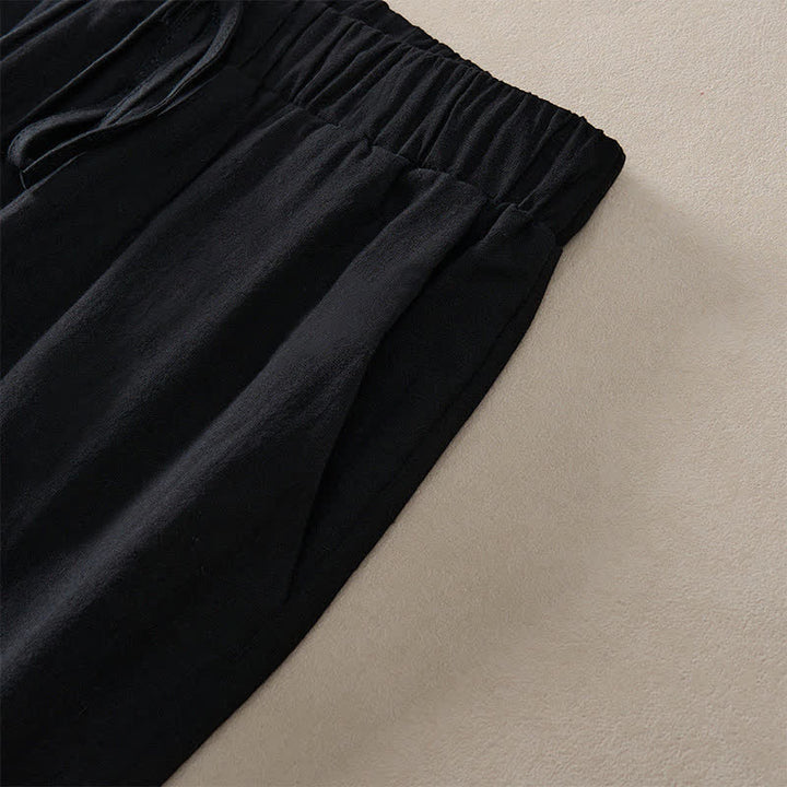Buddha Stones Pantaloni da donna estivi affusolati con orlo rifinito in pizzo, tinta unita, con tasche. - image 18