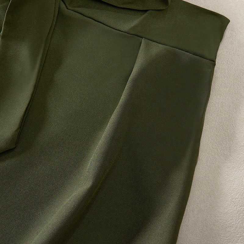 Buddha Stones Eleganti pantaloni da donna a gamba larga, a vita alta, con spacco laterale e coulisse, modello a fiocco. - image 3