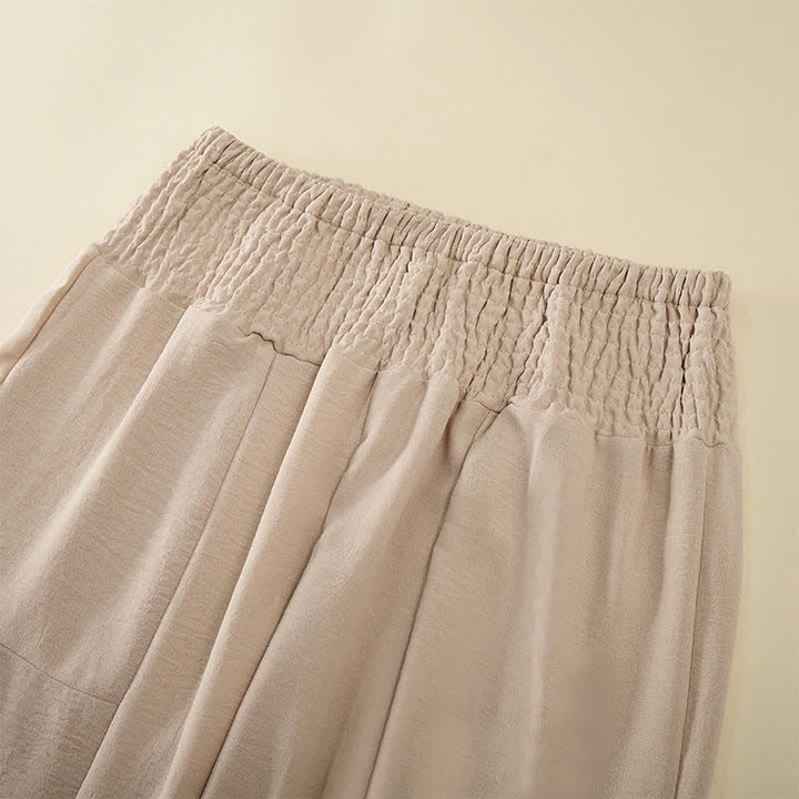 Buddha Stones Pantaloni da donna estivi a gamba larga, lunghi fino alla caviglia, con vita alta elasticizzata. - image 1