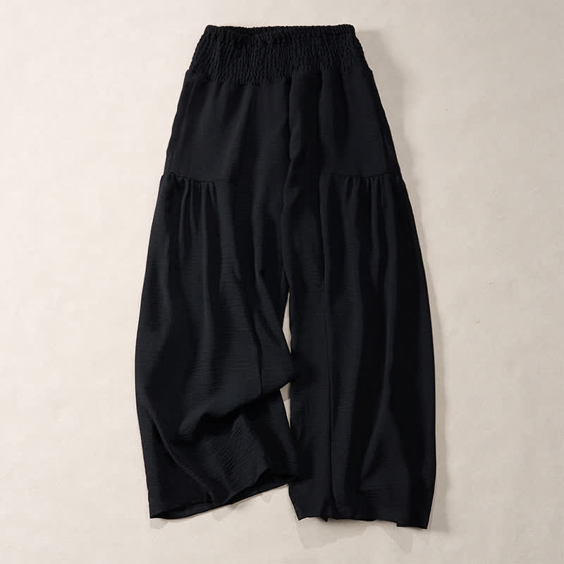 Buddha Stones Pantaloni da donna estivi a gamba larga, lunghi fino alla caviglia, con vita alta elasticizzata. - Nero - US14, UK/AU18, EU46 (2XL) - image 5