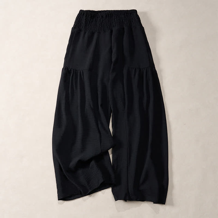 Buddha Stones Pantaloni da donna estivi a gamba larga, lunghi fino alla caviglia, con vita alta elasticizzata. - Nero - US14, UK/AU18, EU46 (2XL) - image 5