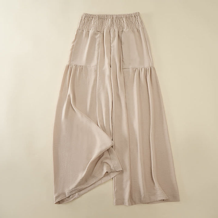Buddha Stones Pantaloni da donna estivi a gamba larga, lunghi fino alla caviglia, con vita alta elasticizzata. - Bianco antico - US14, UK/AU18, EU46 (2XL) - image 0