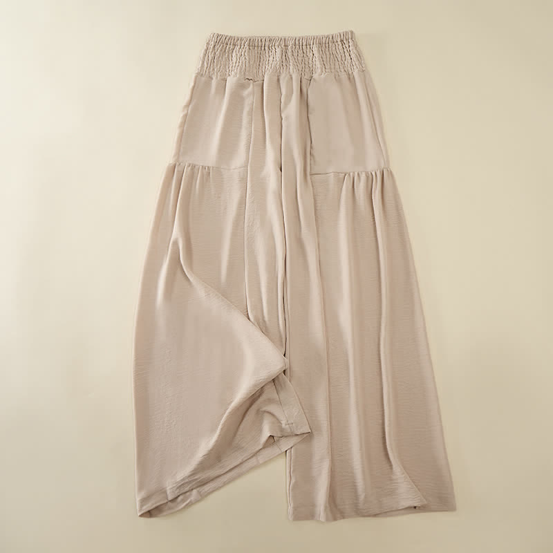 Buddha Stones Pantaloni da donna estivi a gamba larga, lunghi fino alla caviglia, con vita alta elasticizzata. - Bianco antico - US14, UK/AU18, EU46 (2XL) - image 0