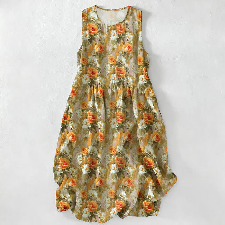 Abito midi casual in cotone senza maniche con tasche, stile Buddha Stones , fatto a mano, in tinta unita - GialloVerde - US16, UK/AU20, EU48 (3XL) - image 18