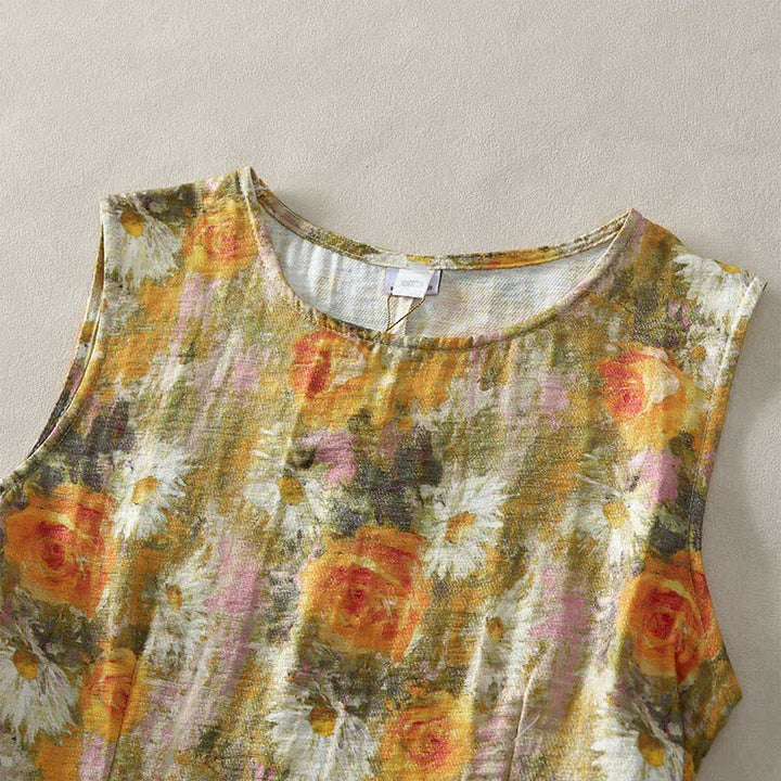 Abito midi casual in cotone senza maniche con tasche, stile Buddha Stones , fatto a mano, in tinta unita - image 19