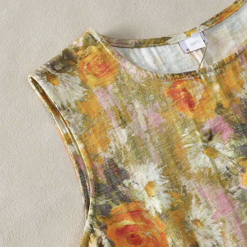 Abito midi casual in cotone senza maniche con tasche, stile Buddha Stones , fatto a mano, in tinta unita - image 20