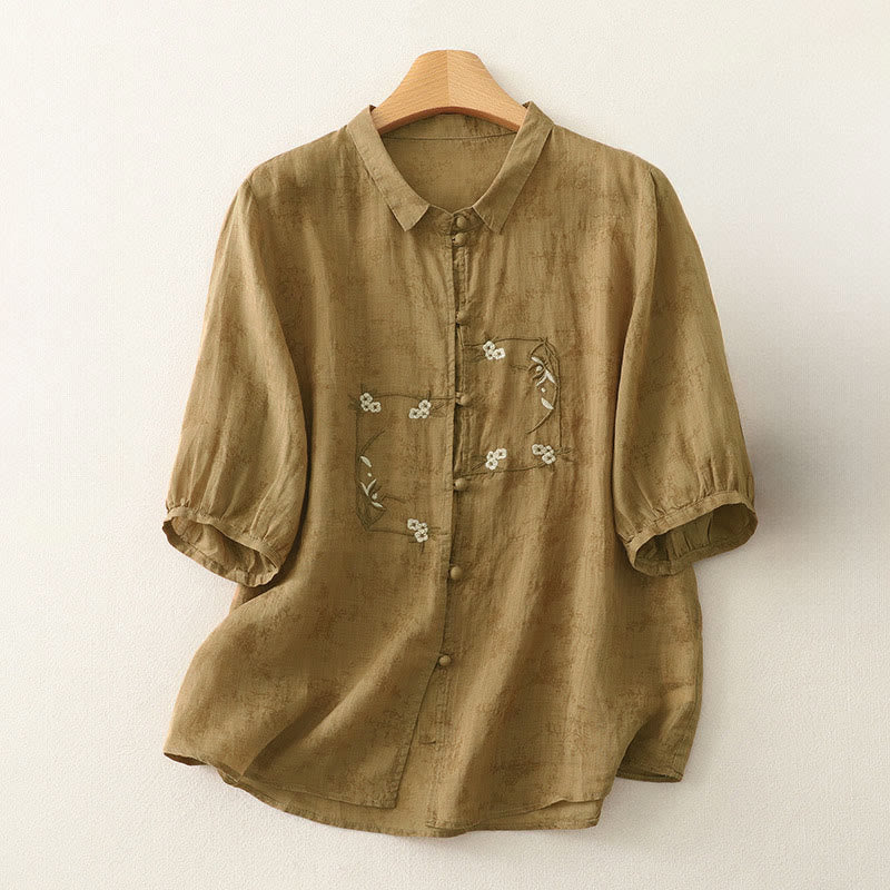 Buddha Stones Camicia estiva da donna con colletto alla coreana, bottoni ricamati e maniche a tre quarti. - Perù - US8-10, UK/AU12-14, EU40-42 (2XL) - image 14