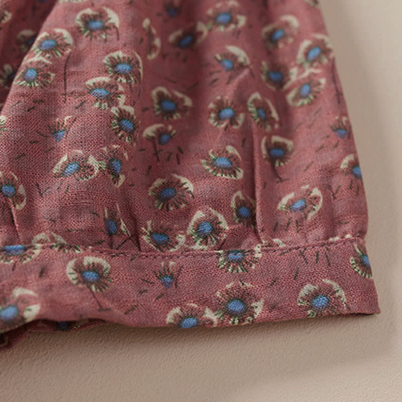 Buddha Stones Camicia da donna a maniche corte in cotone con bottoni frontali e stampa floreale. - image 8