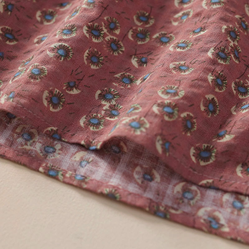 Buddha Stones Camicia da donna a maniche corte in cotone con bottoni frontali e stampa floreale. - image 11