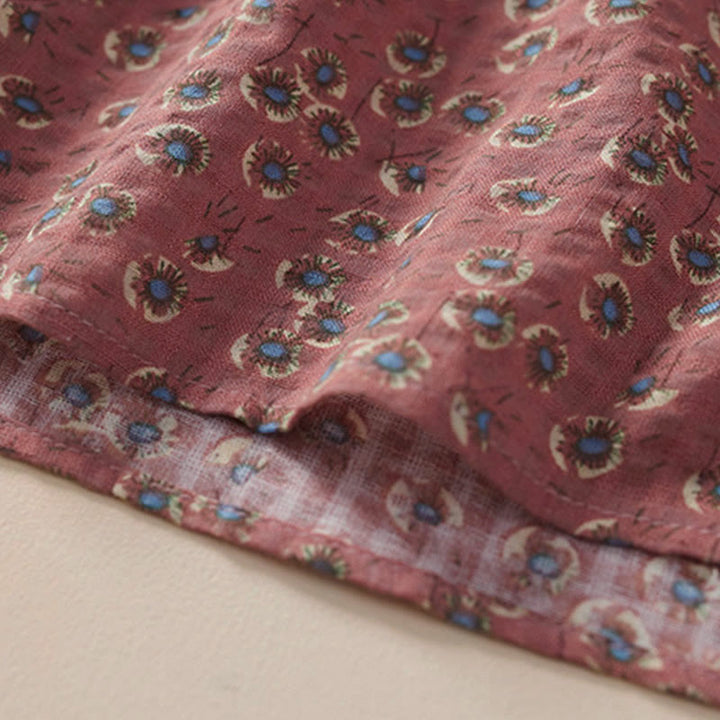 Buddha Stones Camicia da donna a maniche corte in cotone con bottoni frontali e stampa floreale. - image 11