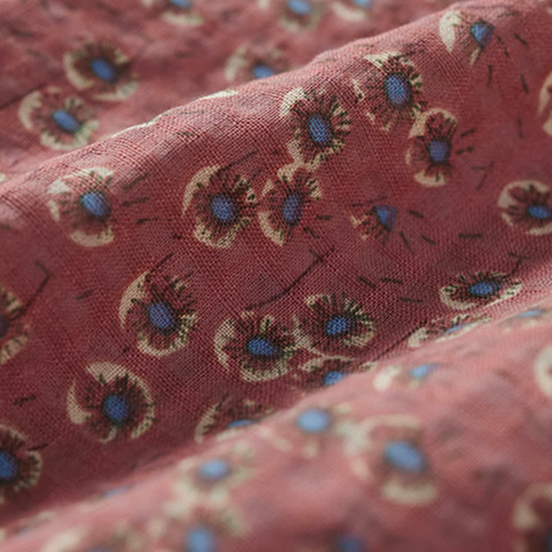 Buddha Stones Camicia da donna a maniche corte in cotone con bottoni frontali e stampa floreale. - image 10