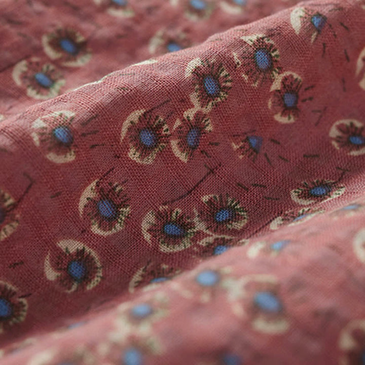 Buddha Stones Camicia da donna a maniche corte in cotone con bottoni frontali e stampa floreale. - image 10