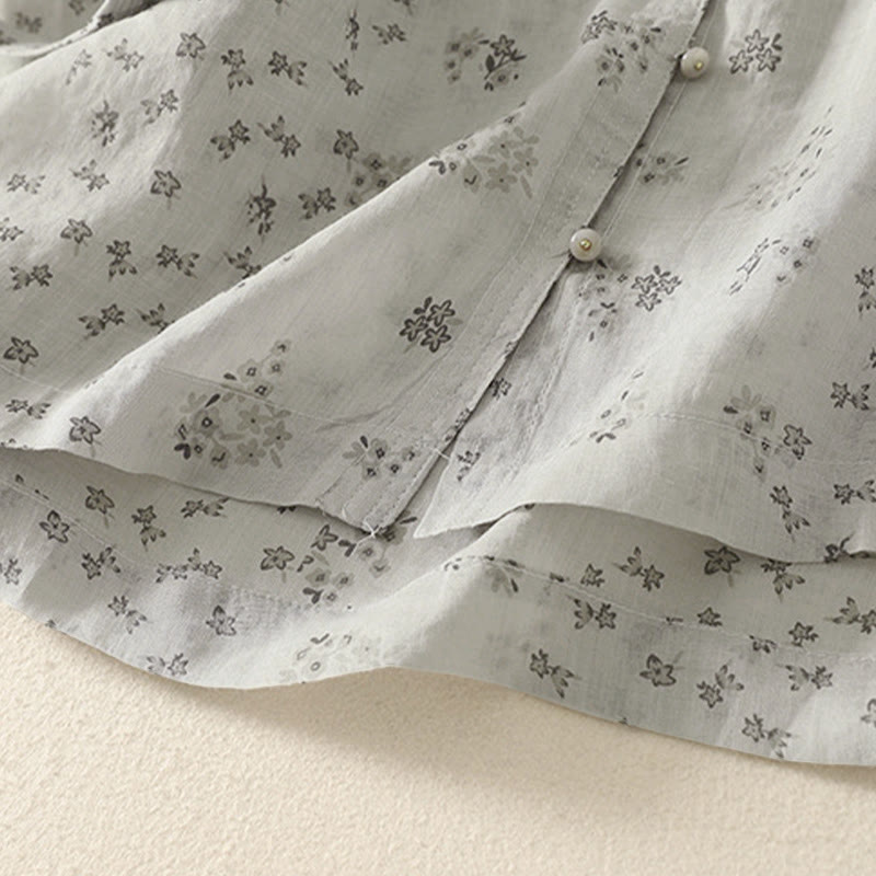 Buddha Stones Camicia da donna casual a maniche a tre quarti con stampa floreale e bottoni. - image 19