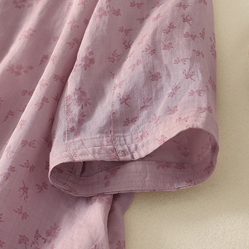 Buddha Stones Camicia da donna casual a maniche a tre quarti con stampa floreale e bottoni. - image 5