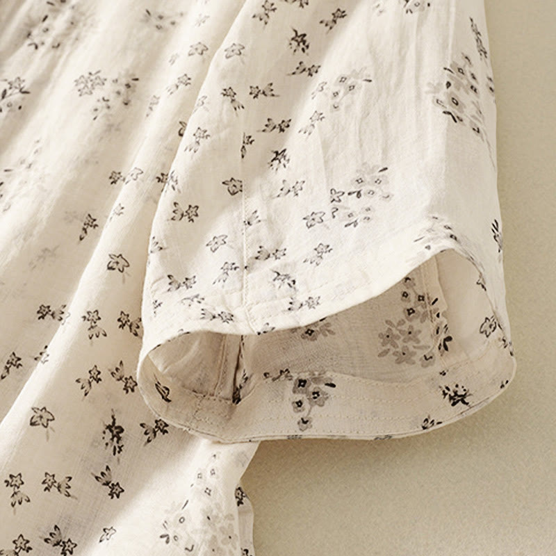 Buddha Stones Camicia da donna casual a maniche a tre quarti con stampa floreale e bottoni. - image 12