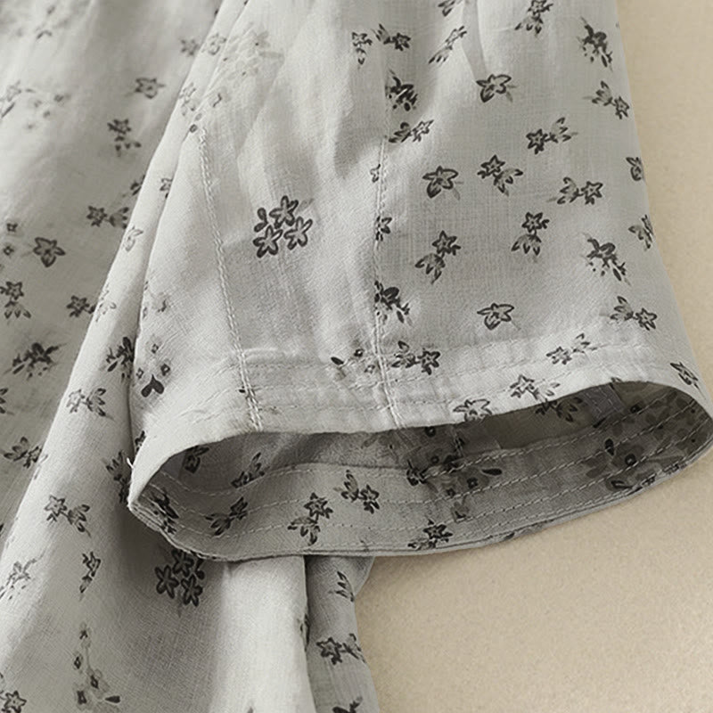 Buddha Stones Camicia da donna casual a maniche a tre quarti con stampa floreale e bottoni. - image 16